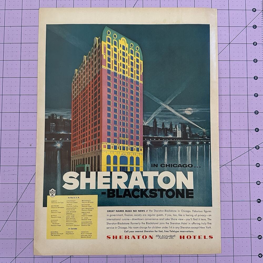 1955 Sheraton Blackstone Hotel Ad In Chicago